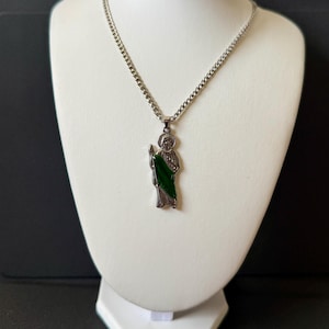 Silver San Judas Tadeo Necklace | Saint Jude Pendant for Protection | Catholic Jewelry | Men’s Religious Chain | Spiritual Gift