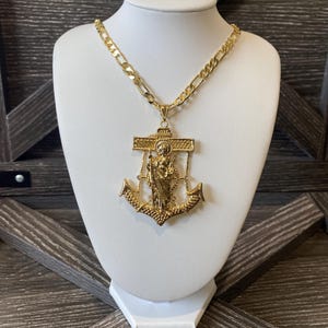 Collar y colgante de San Judas Tadeo, ancla de barco y collar de oro de San Judas, regalo religioso, regalo para él