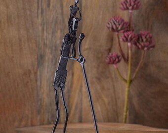 Escultura de arte de hierro forjado hecha a mano para el Día del Padre, escultura única, decoración de metal 100 % hecha a mano, regalo rústico para el Día del Padre, regalo artesanal para papá.