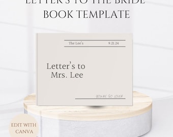 Plantilla de libro "Cartas a la Novia": Recuerdo de boda personalizable (PDF editable)