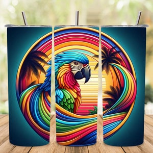 Tropical Parrot Sunset Art: Rainbow Bird Digital Print (Digital Download)