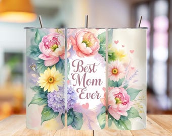 Floral Mom Ever Tumbler Wrap, 20 Unzen Skinny Tumbler PNG (digitaler Download)