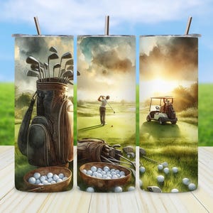 Golf Tumbler Wrap: Seamless Canvas Golfer Design (Digital PNG)