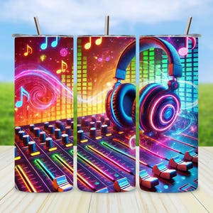 Vibrant Music Tumbler Design: DJ Equalizer, Headphones (Digital Download)