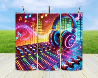 Vibrant Music Tumbler Design: DJ Equalizer, Headphones (Digital Download)
