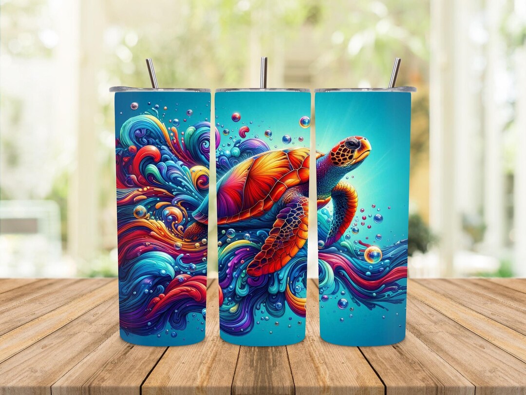 Turtle Alcohol Sea Turtle Alcohol Ink Tumbler Wrap | 20oz Sublimation PNG | Ocean ...