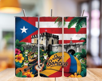 Puerto Rico Flag Tumbler Wrap: 20oz Skinny Design (PNG Digital Download)