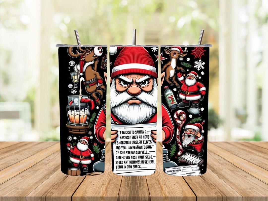 Grumpy Santa and Reindeer Chaos Funny Christmas Elf Digital ...