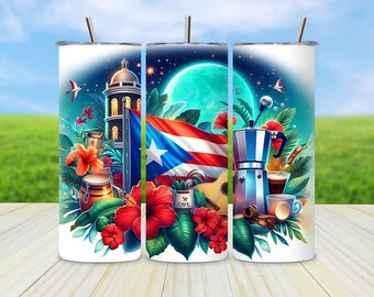 Puerto Rican Flag Tumbler Design: Boricua Pride PNG (Digital Download)
