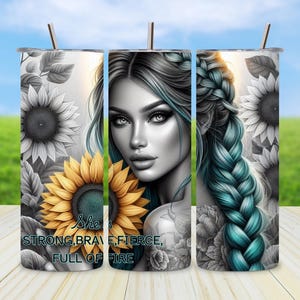 Floral Woman Tumbler Wrap: Positive Affirmation Design (20oz Skinny Sublimation PNG)