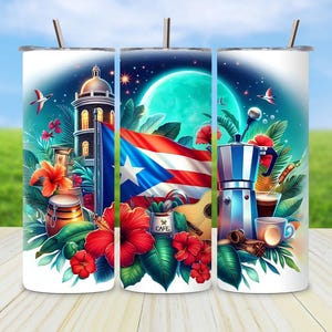 Puerto Rico Flag Tumbler Wrap: Boricua Pride PNG Design (Digital Download)