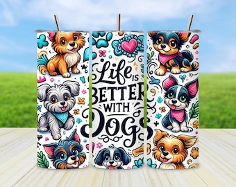 Funny Dog Tumbler Wrap: 20 Oz Skinny Sublimation Design (Digital Download)