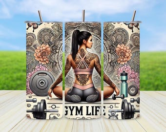 Gym Life Tumbler Wrap Design: Fitness Fashion Girl (Digital Download)