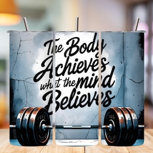 Motivational Gym Tumbler Wrap 20oz, Fitness Workout PNG Design, Skinny Tumbler Sublimation, Gym Wrap PNG, Digital Download File