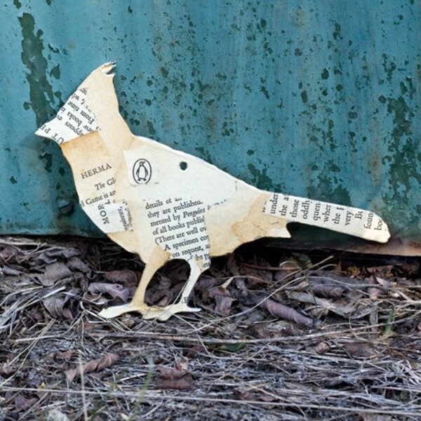 Vintage paper acrylic plexiglass silhouette ornament bird