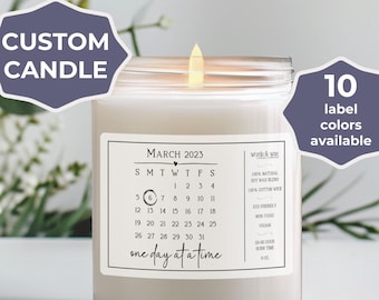 Custom Sobriety Gift, Personalized Sober Date Candle, One Day At A Time, Soberversary Gift, 1 Year Sober Gifts for Friend, New Beginnings
