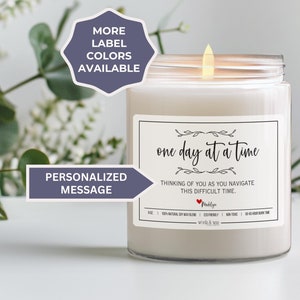 Sympathy Gift, Personalized Thinking of You Candle, Custom One Day at a Time Gift, Get Well Soon, Bereavement, Care Package for Her Ideas