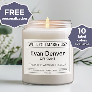 Custom Officiant Proposal Candle, Will You Marry Us Candle, Wedding Officiant Gift Idea, Will You Be Our Officiant, Personalized Pastor Gift