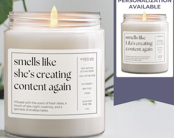 Custom Content Creator Gift, Personalized Gift for Blogger Podcaster Influencer, Digital Content Creator Candle, Social Media Manager Gift