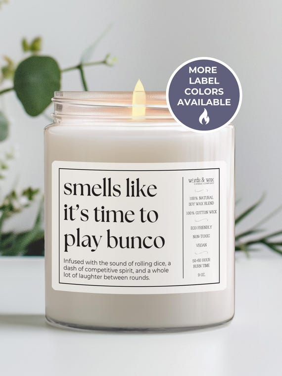 Bunco Gift, Funny Candle for Bunco Player, Smells Like It's Time To Play Bunco, Game Night Gift, Bunco Host Gift for Her, Bunco Group Gift