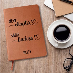 Personalized New Chapter Leather Journal, Gift for Coworker Leaving, New Job Notebook for Work Friend, Encouragement Gift, Retirement Gift image 6