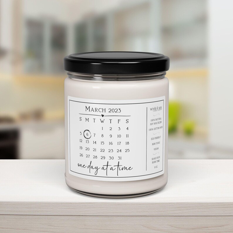 Custom Sobriety Gift, Personalized Sober Date Candle, One Day At A Time, Soberversary Gift, 1 Year Sober Gifts for Friend, New Beginnings image 10