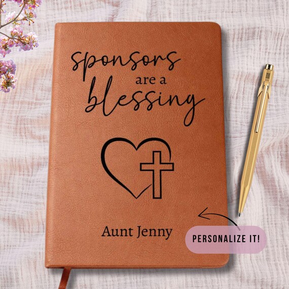 Custom Confirmation Sponsor Gift, Personalized Sponsors are a Blessing Journal, Gift to Sponsor from Confirmant, Thank You From Candidate