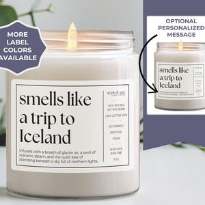 Trip To Iceland Gift, Customizable Smells Like a Trip to Iceland Candle, Surprise Iceland Vacation Announcement, Northern Lights Family Trip