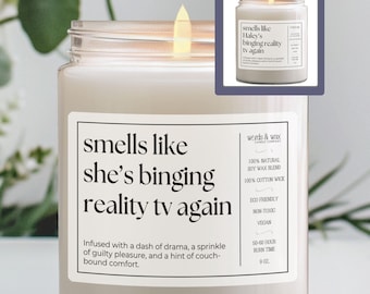 Funny Reality TV Gift, Custom Binging Reality TV Candle, Personalized Gift for Reality TV Shows Lover, Watching Reality tv Gift for Wife