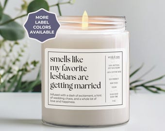 Engagement Party Gift for Lesbian Couple, Lesbian Wedding Candle, Engayged Gifts, LGBTQ Couple Gift, Same Sex Wedding Present, Bridal Shower