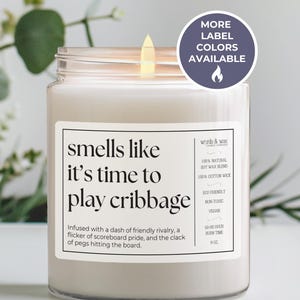 Cribbage Gift, Funny Candle for Cribbage Player, Smells Like It's Time To Play Cribbage, Game Night Gift, Cribbage Host Gift Her, Peg Night