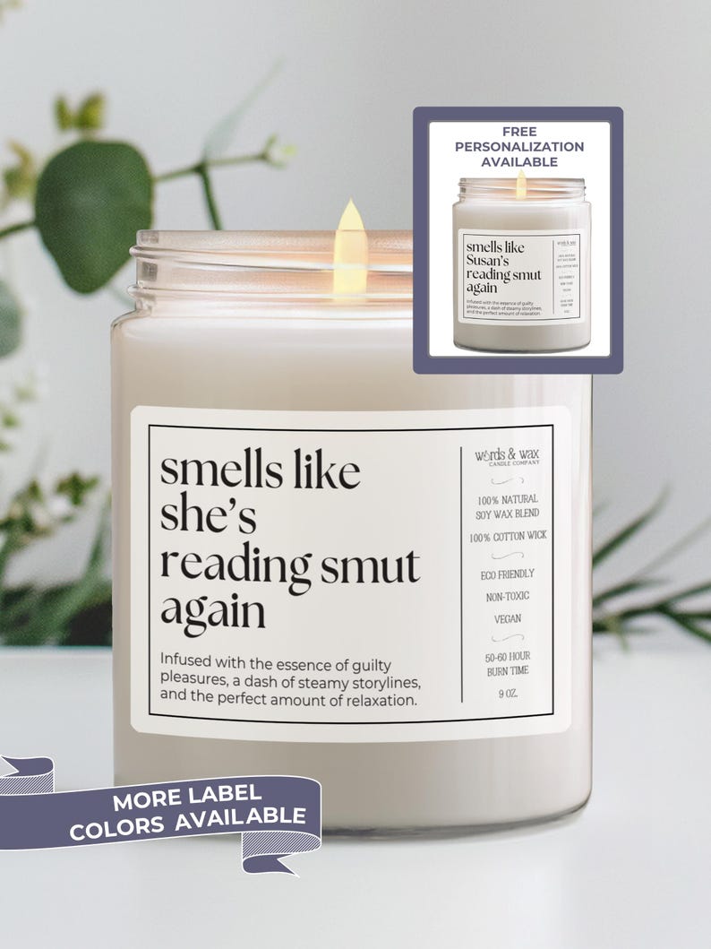 Smut Reader Gift, Smut Reading Candle, Funny Gift for Smut Lovers, STFUATTDLAGG Candle, Spicy Book Club Gift, Romantacy, Bookstagram afbeelding 1