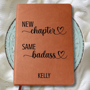 Personalized New Chapter Leather Journal, Gift for Coworker Leaving, New Job Notebook for Work Friend, Encouragement Gift, Retirement Gift image 5