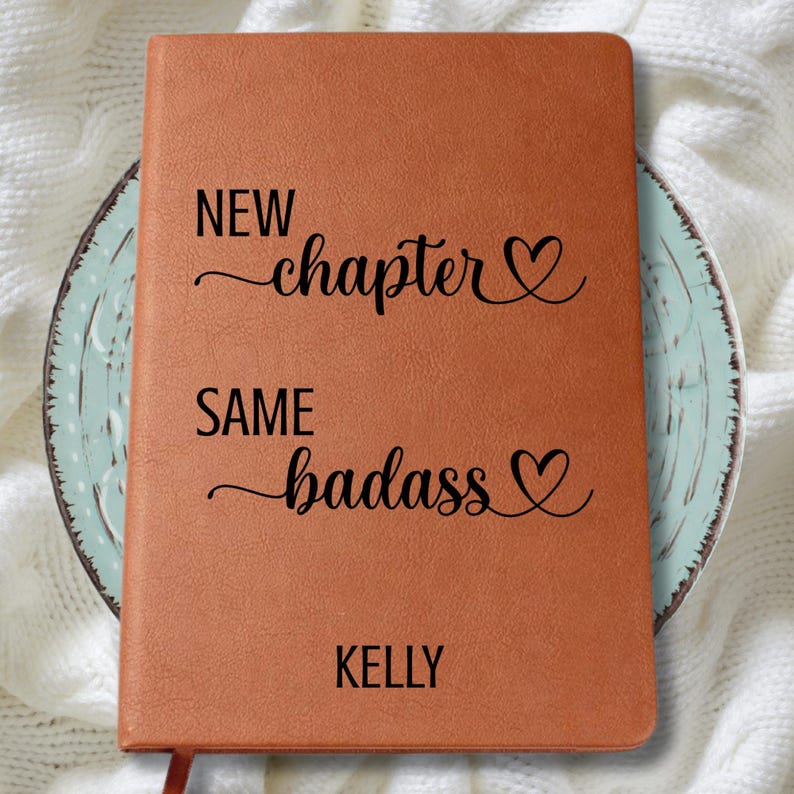 Personalized New Chapter Leather Journal, Gift for Coworker Leaving, New Job Notebook for Work Friend, Encouragement Gift, Retirement Gift image 5