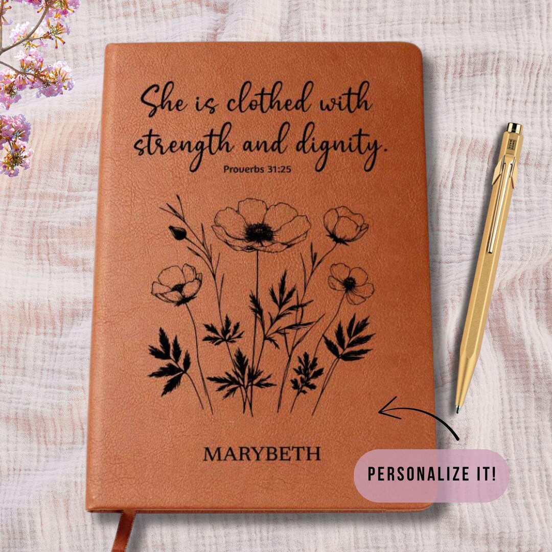 Personalized Bible Verse Notebook, Custom Leather Prayer Journal, Women ...