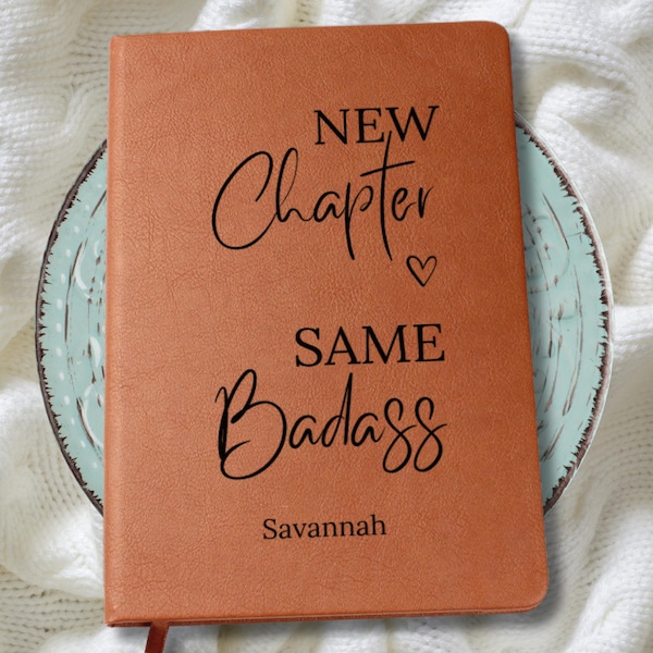 Personalized New Chapter Journal for Her, Encouragement Gift for Divorce, Recovery Leather Journal, Hard Times, Empowering Gift for Women