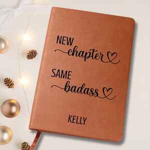 Personalized New Chapter Leather Journal, Gift for Coworker Leaving, New Job Notebook for Work Friend, Encouragement Gift, Retirement Gift image 3