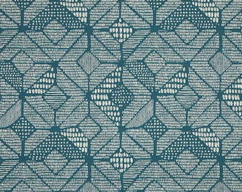 Fabric By The Yard Sunbrella Vestige Teal Indoor/Outdoor Water Repellent