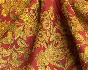 Fabric By The Yard Red Jacquard Floral Vintage Upholstery Tapestry 56”