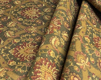Fabric By The Yard Green Damask Floral Brocade Victorian Tapestry Upholstery