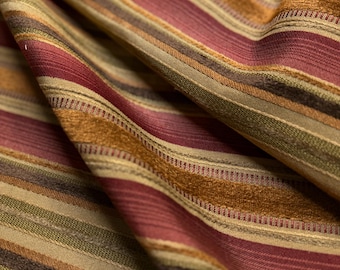 Fabric by the Yard Elegant Multicolor Stripe Woven Upholstery In Warm Tones