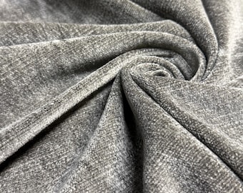 Fabric Over 1 Yard Grey Chenille Very Soft Upholstery Fabric 55”