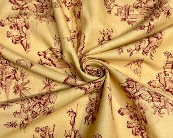 Fabric By The Yard Toile Richloom Platinum Collection Victorian Country Scene