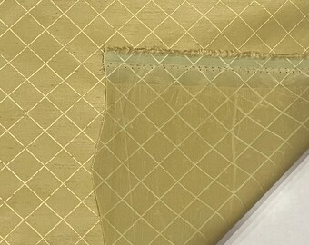 Fabric by the Yard Upholstery Drapery Tapestry Seamless Diamond Pattern Tafetta Gold/Green Tint 55”