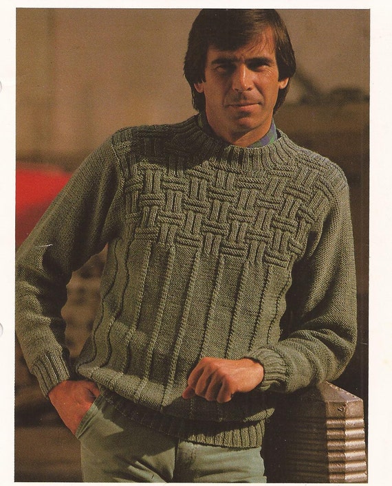 PDF Knitting Pattern Vintage Mens Round Neck Sweater Pattern | Etsy
