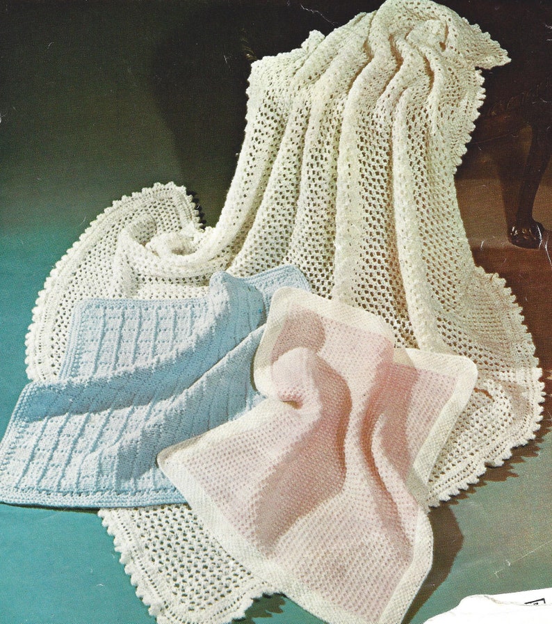 PDF Knitting Pattern Baby Shawl and Pram Blankets DK & 4ply Etsy