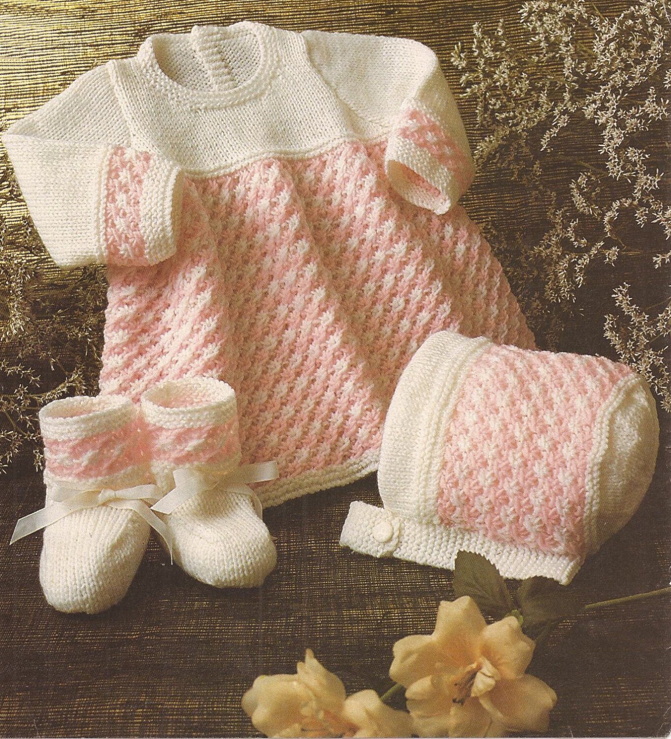 PDF Knitting Pattern Baby Dress and Bootees to fit Etsy
