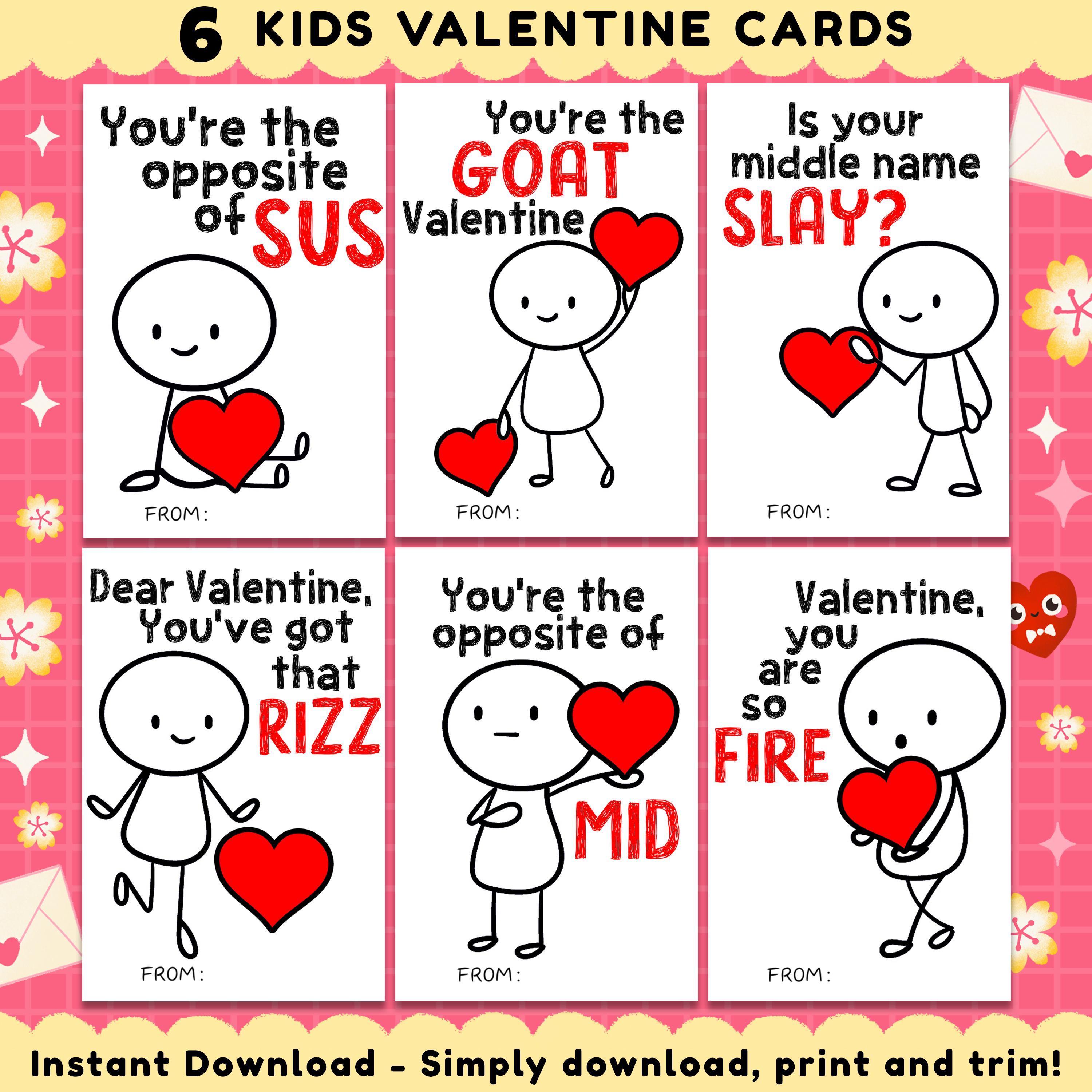 Slang Kids Valentines Day Cards - Funny Printable Tween Teen Valentines ...