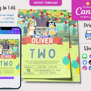 Paw Patrol Custom Birthday Invitation, Editable Canva Template, Personalized Kids Party Invite, Printable Digital Download File