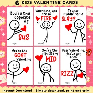 Slang Gen Alpha Valentijnskaarten, Teen Tween School Valentines, Bruh, Skibidi Valentines, Sigma Valentines, Funny Valentine Day Cards, Rizz